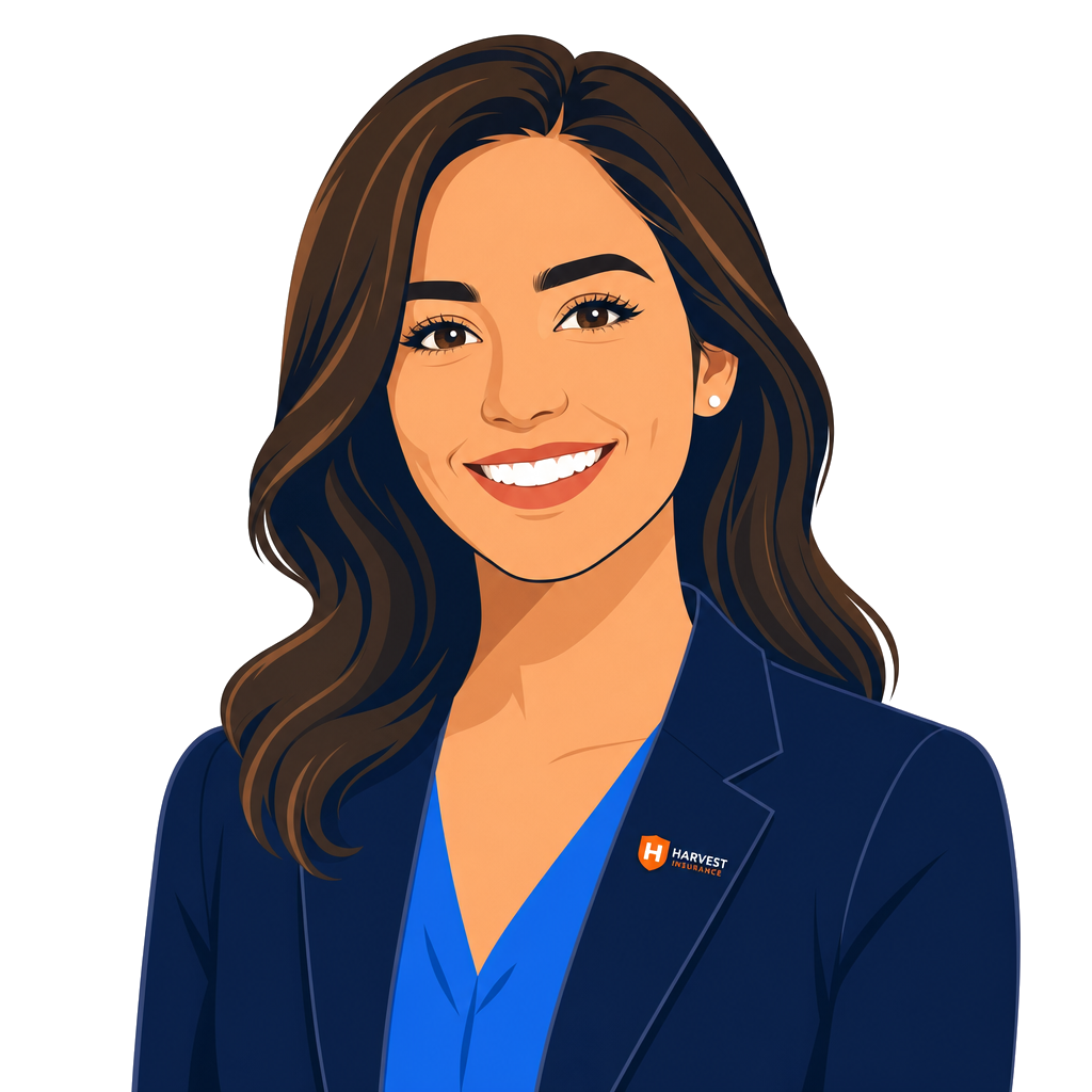 Smiling Harvest insurance agent portrait illustration