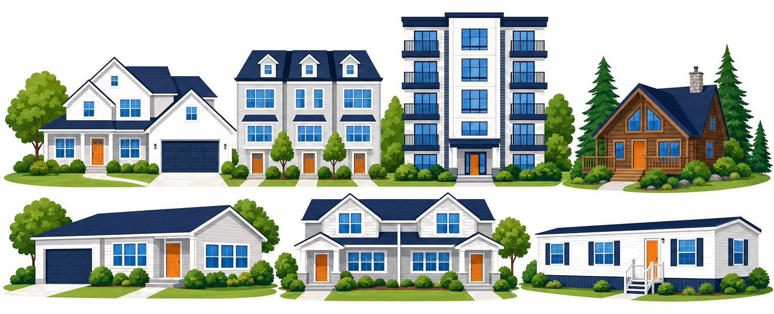Different home types Harvest can compare