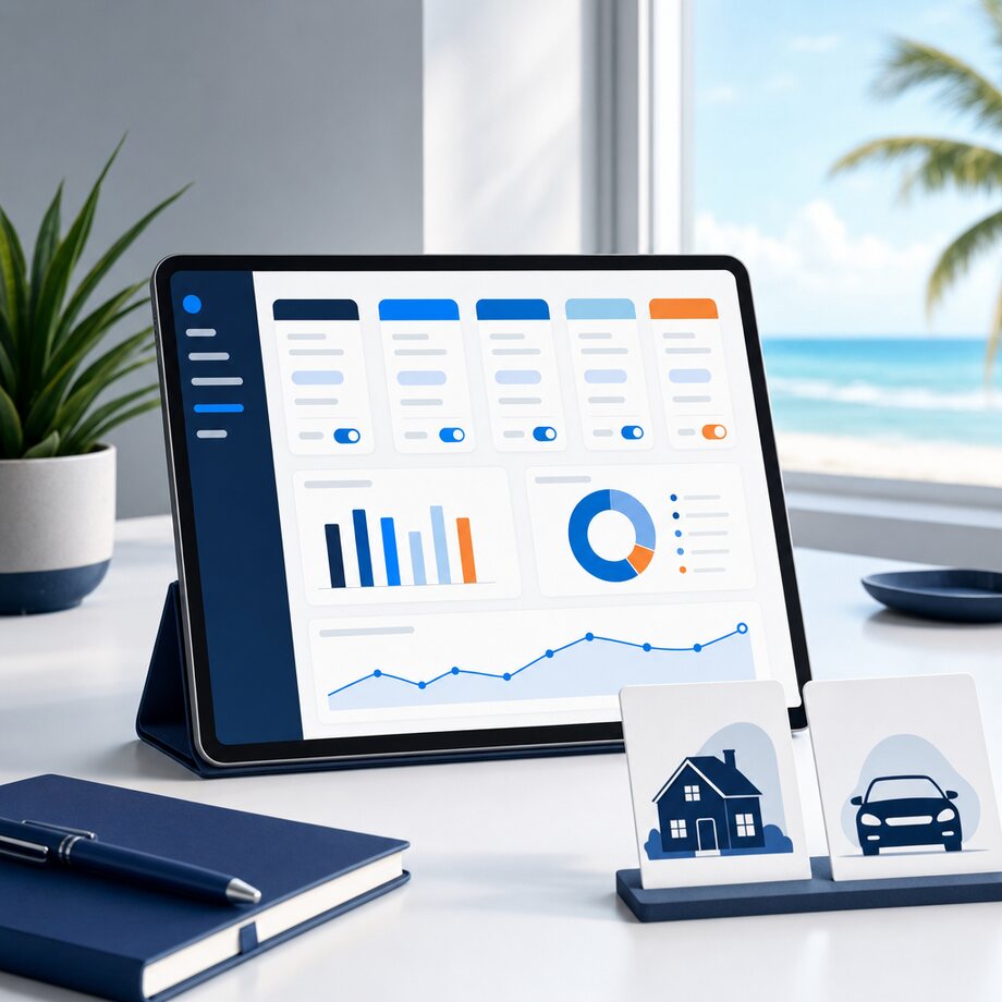 Insurance comparison dashboard with home and auto coverage cards